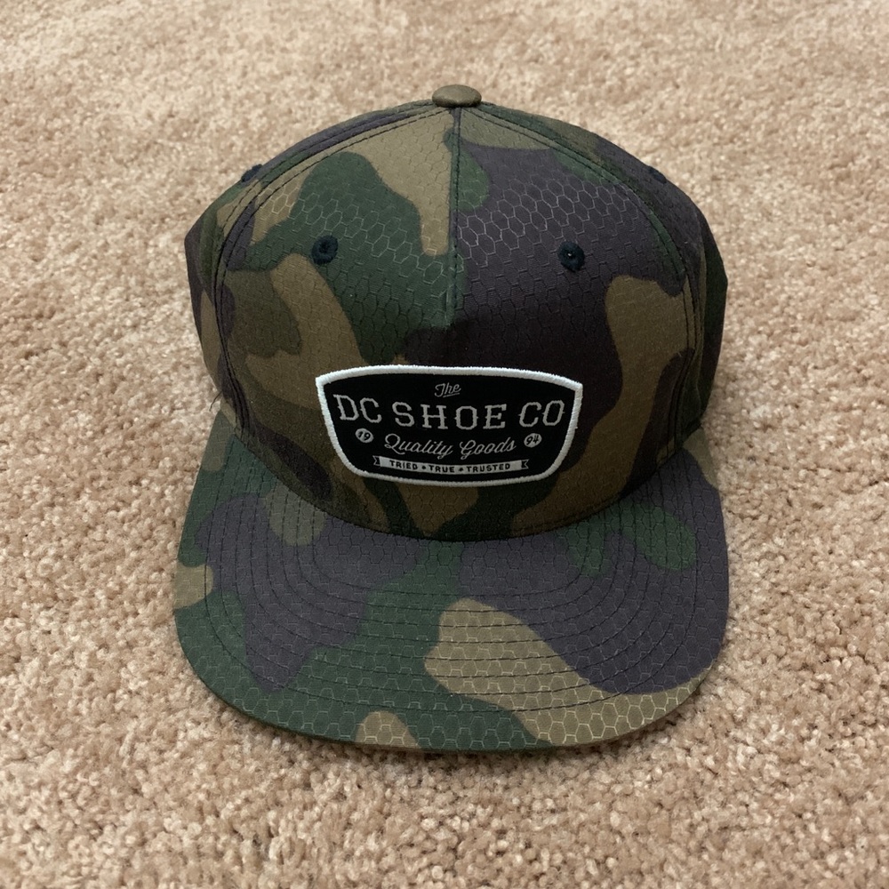 DC Camouflage Snapback Hat in Green and Brown